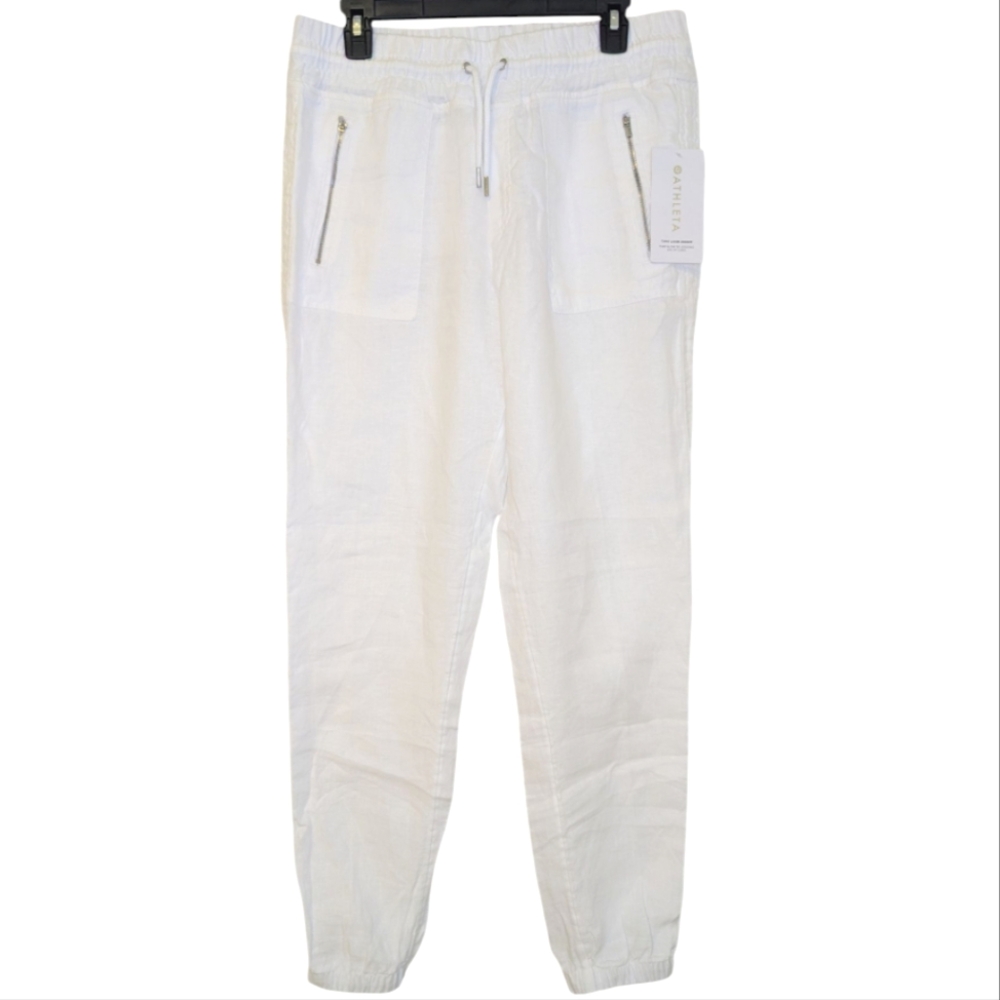 Athleta White Cabo Linen Ankle Jogger  - 10 Tall